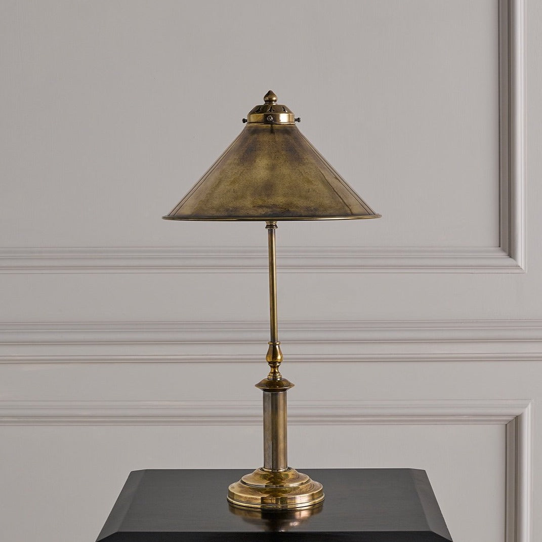 Dorchester Lamp with Shade - Antique Brass