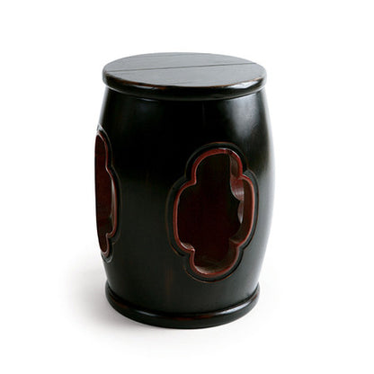 Chinese Drum Stool - #11 Ebony with red painted accents