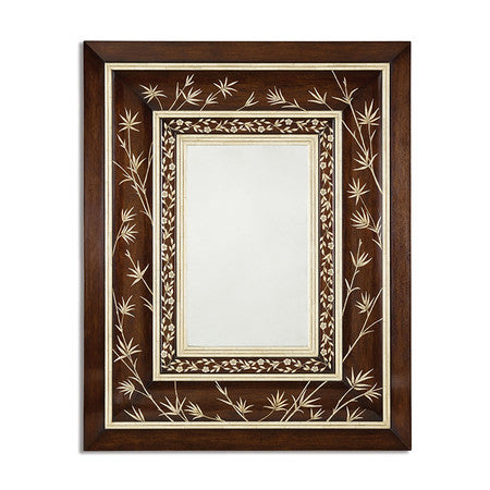 Maxwell Mirror - Faux Ivory Inlay - #28 Antique Walnut With Faux Ivory
